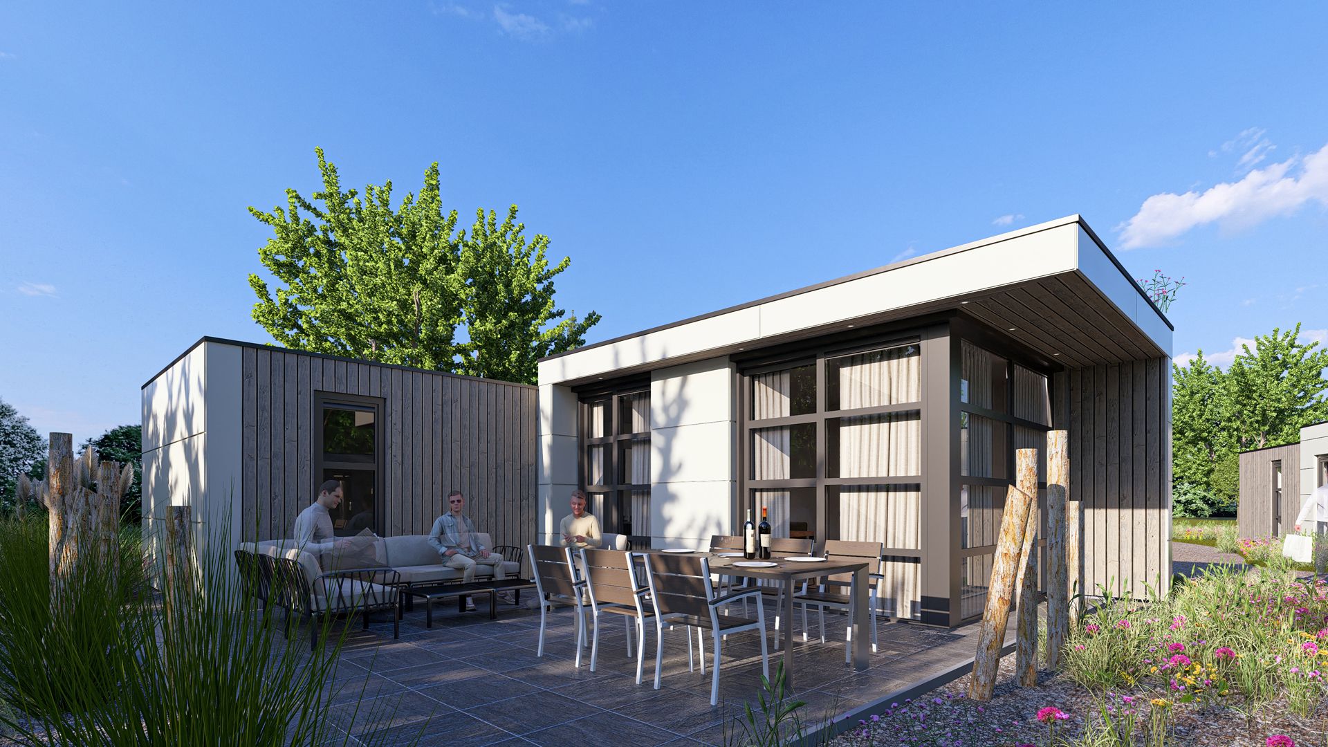 Entspannen Sie sich auf der grozgigen Terrasse des freistehenden Hauses in Warmond, einem Ferienhaus im Grnen Herzen von Sdholland.