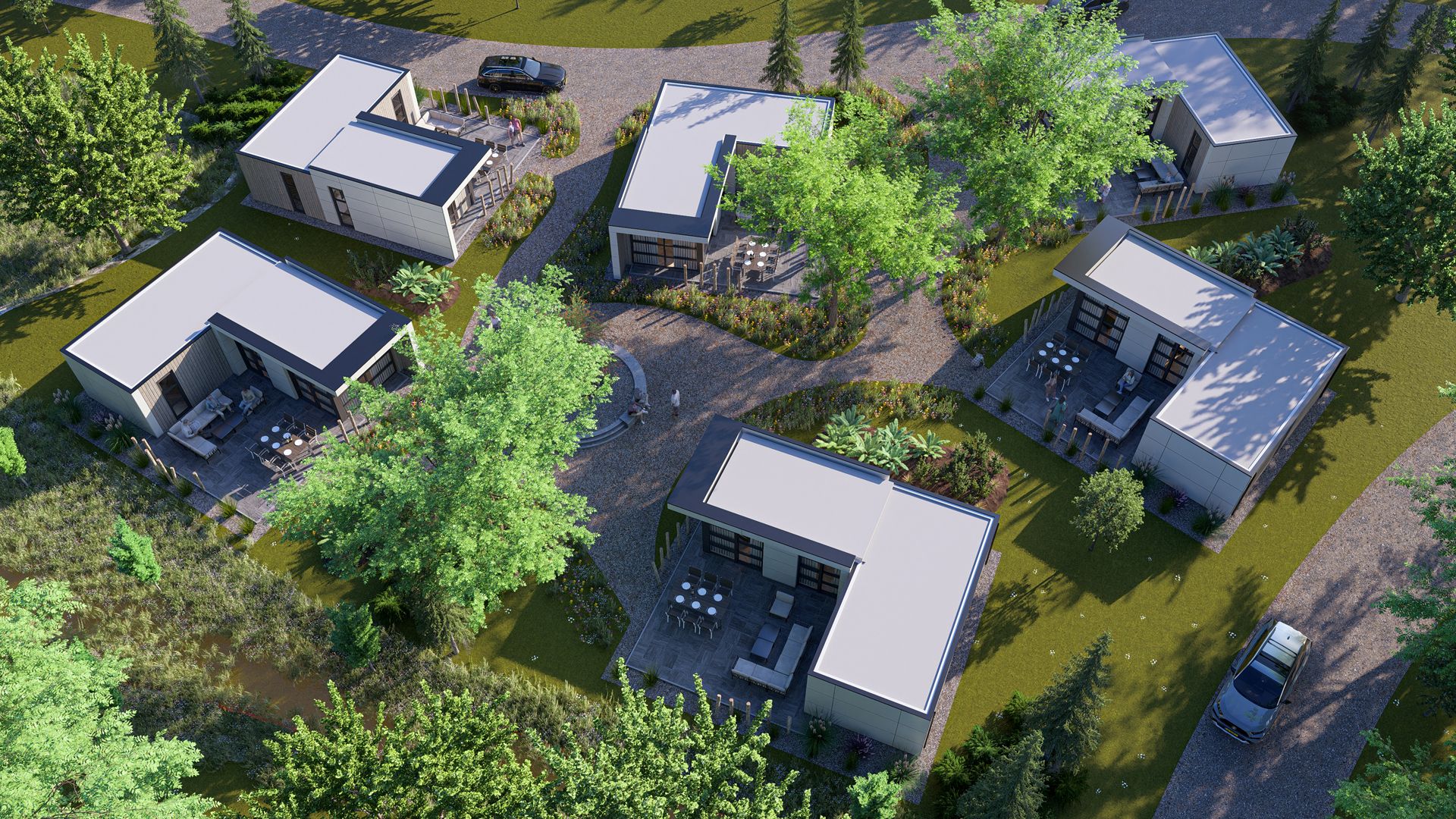 Luftaufnahme eines freistehenden Hauses in Warmond, Ferienhaus im Grnen Herzen, Sdholland, umgeben von Natur und Grn.