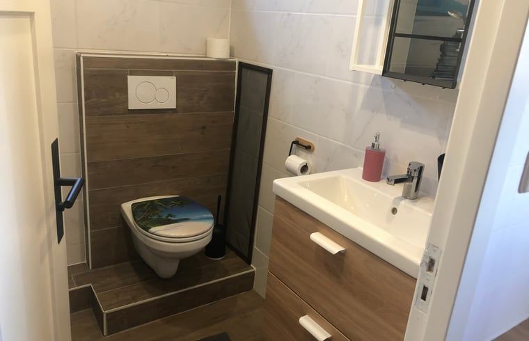 Modern bathroom in Cottage in Lisse, vacation home near the North Sea coast.