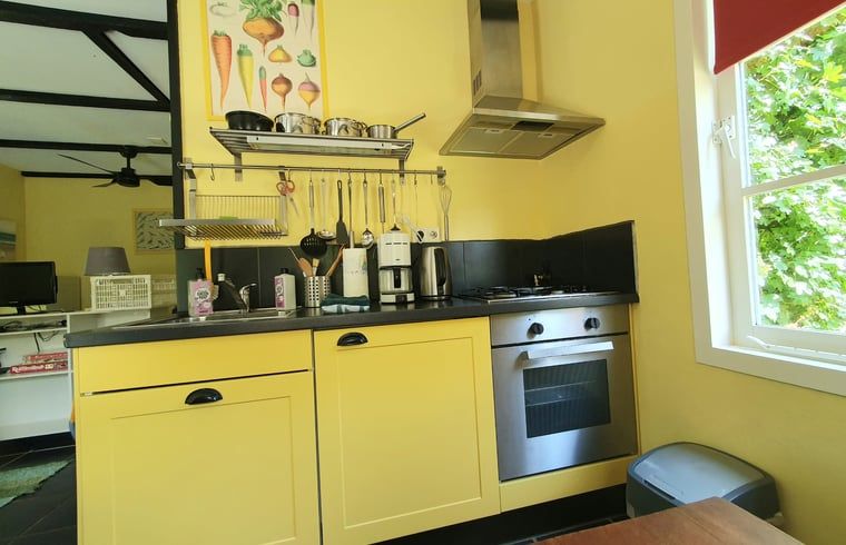 Fully equipped kitchen in Holiday cottage in Oostvoorne, Voorne Putten, with modern appliances.