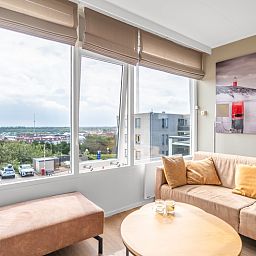 Blick vom Wohnzimmer im Appartement Juliana 178 Eilandzicht, De Koog, Texel. Geniessen Sie die Natur auf den Waddeninseln.