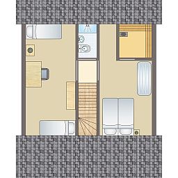 Gezellige woonkamer in Beach Park Texel 6-persoons villa, De Koog, met comfortabele banken en open haard.