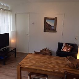 Gezellige woonkamer van Zomerhuisje Plevierstraat 12 in De Koog, Texel. Comfortabel vakantiehuis met moderne inrichting en natuurlijke lichtinval.