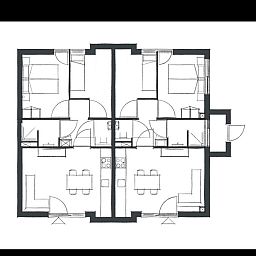 Der Grundriss von Luxury Apartment 4p, Den Burg, Texel zeigt eine effiziente Aufteilung und moderne Annehmlichkeiten.