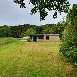 Weizicht Texel vakantiehuis in De Dennen, omringd door groene natuur en bosrijke omgeving, ideaal voor rustgevende eilandvakantie.
