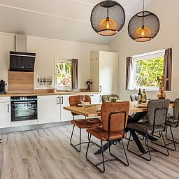 Modern kitchen and dining area in Nesserduinen 42D, vacation home in Nes, Ameland with stylish furnishings.