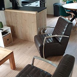Modern interior space of Holiday Home in Gasselte, Central Drenthe, with comfortable sitting area and open kitchen ideal for relaxation.