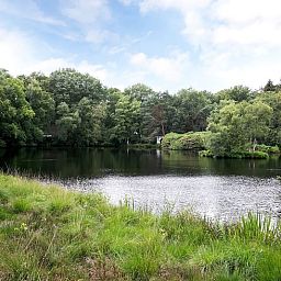 Prachtig meer omgeven door groen bij Huisje in Een, Noord Drenthe.