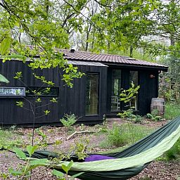 Ontspan in de natuur bij Huisje in Norg, een charmant vakantiehuis in Noord Drenthe, omgeven door groen en rustieke charme.