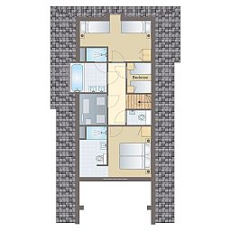 Gemuetliches Wohnzimmer des PUUR Exloo Ferienhauses mit Blick auf die Natur in Exloo, Drenthe.