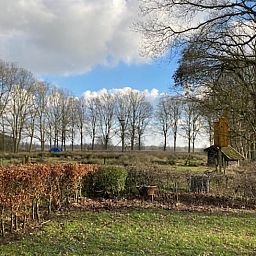 Geraeumiger Garten im Ferienhaus in Ruinen, ideal fuer Entspannung in Drenthe.