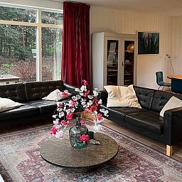 Gemuetliches Wohnzimmer im Ferienhaus in Wateren, Westerveld, Ferienhaus mit Blick auf die Natur im Suedwesten von Drenthe.