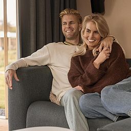 Terrace of Holiday Villa Amalia 2 in Kotten, Achterhoek with sunset.