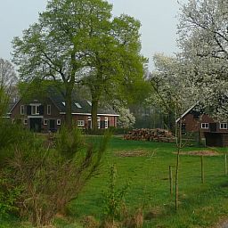 Vakantiehuis in Aalten, gelegen in de groene natuur van de Achterhoek, Gelderland, omgeven door bloeiende bomen en rustieke landschappen.