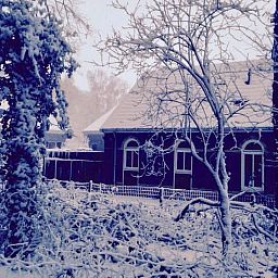 Sfeervol winterlandschap bij Huisje in Lochem, vakantiehuis in de besneeuwde natuur van de Achterhoek, Gelderland.