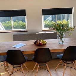 Dining table with view in Holiday home in Gaanderen, Gelderland