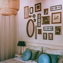 Attractive bedroom in cottage in Voorst, Oude IJsselstreek, Achterhoek, Gelderland, with stylish decor and comfortable beds.