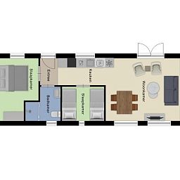 Grundriss von Modul Wood 4 Personen Wellness, Ferienwohnung in Ede, Veluwe, Gelderland.