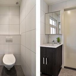 Bathroom and toilet in Module Special 4 persons Wellness, Ede, Veluwe, vacation home with modern facilities.