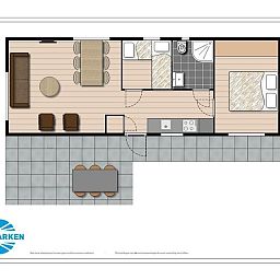 Plattegrond van Holiday Home 4 personen in Ede, Veluwe, Gelderland, met ruime indeling.