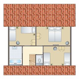 Spacious living room of Miggelenberg bungalow in Hoenderloo, Veluwe, Gelderland with lots of light.