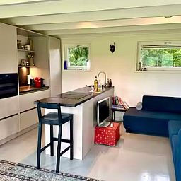 Gemuetlicher Innenbereich des Ferienhauses in Voorthuizen, Veluwe, mit moderner Kueche und gemuetlicher Sitzecke in Gelderland.