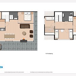 Karte von Recreation Villa 7 Personen in Lunteren, Veluwe, mit Grundriss des Ferienhauses.