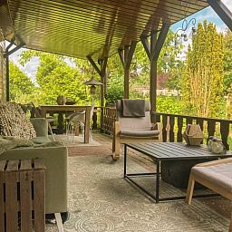 Veranda of Cottage in Lunteren, Veluwe, ideal for relaxing in nature.