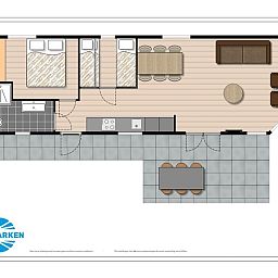 Plattegrond van Ferox 5 personen Wellness vakantiehuis in Lunteren, Veluwe, ideaal voor gezinsverblijf.