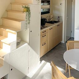 Modern kitchen in Holiday cottage in Lieren, Veluwe, Gelderland.