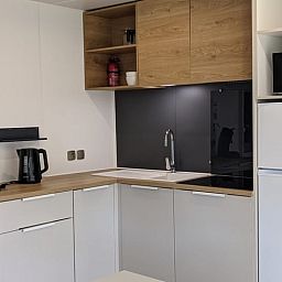 Modern kitchen in Cottage in Lieren, vacation accommodation in the Veluwe, Gelderland. Equipped with all conveniences.