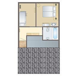 Gezellige woonkamer in Domein De Schatberg 6-persoons kinderbungalow, Sevenum, Limburg met moderne inrichting.