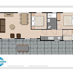 Plattegrond van Module Special 6 personen Wellness in Schin op Geul, vakantiehuis met ruime indeling in Zuid Limburg.