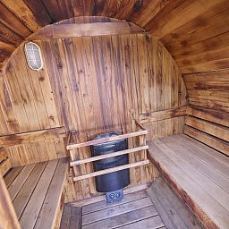 Houten sauna in 't Kaatsheuveltje 1 vakantiehuis in Kaatsheuvel, Hart van Brabant, Noord Brabant voor ultieme ontspanning