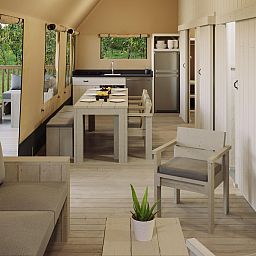 Unterkunft 461622 - Zelthaus IJsselmeerkust - De Bosvilla | 8 Pers. | Kachel