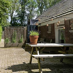 Luchtfoto van OV529 vakantiehuis in Zwolle, Salland, omgeven door uitgestrekte velden.