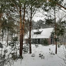 Snowy landscape around Holiday home in Ommen, in the middle of the Vecht region, Overijssel.