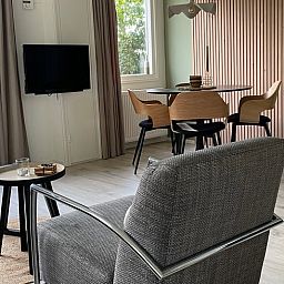 Stilvolle Sitzecke im Ferienhaus in Lemele, Vechtstreek, Overijssel.