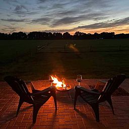 Romantic sunset view from Holiday home in Kloosterhaar, Vecht region, Overijssel.