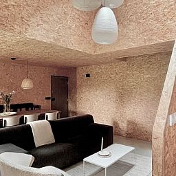 Modern interior of Holiday Home in Kloosterhaar, Vechtstreek, Overijssel with stylish furnishings and wooden accents.