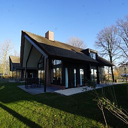 Terrace of Chalet in Kampen, located in green Overijssel, ideal for relaxing outside in nature.