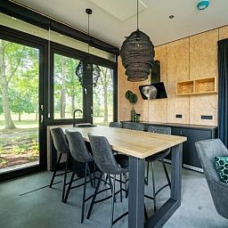 Modern interior of detached house in IJhorst, vacation home in Northwest Overijssel with views of green nature.
