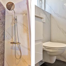 Stijlvolle badkamer met douche in Tiny house 3 persoons, Lexmond, Utrecht.