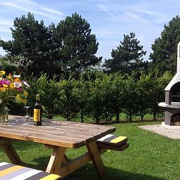 Picknicktisch und Grill im Garten des Ferienhauses VZ1178 in Kamperland, Nord-Beveland.