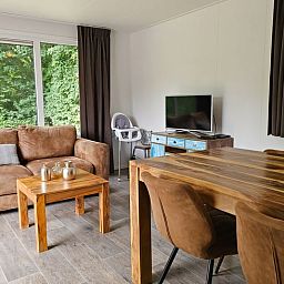 Ruime woonkamer van Huisje in Oostkapelle, Walcheren, met moderne inrichting.