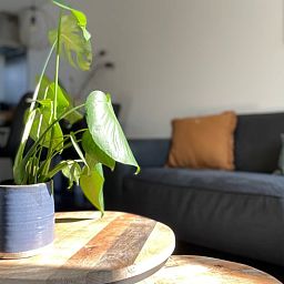 Gezellige woonkamer van Huisje in Veere, vakantiehuis in Walcheren, Zeeland met stijlvolle inrichting.