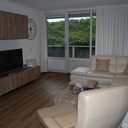 Stilvolles Wohnzimmer von VZ571 Ferienwohnung Cadzand mit komfortablen Moebeln, Ferienunterkunft in Cadzand, Zeeland.