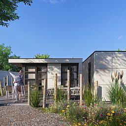 Genieen Sie die moderne Veranda des freistehenden Hauses in Warmond, gelegen im Grnen Herzen von Sdholland.