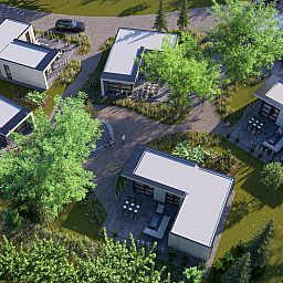 Luftaufnahme eines freistehenden Hauses in Warmond, Ferienhaus im Grnen Herzen, Sdholland, umgeben von Natur und Grn.