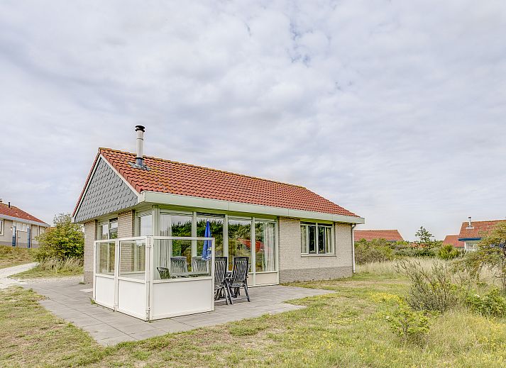 Grundriss des 4-Personen-Bungalows Sluftervallei in De Cocksdorp, Texel. Barrierefreier Grundriss mit moderner Kueche und komfortablem Wohnbereich.